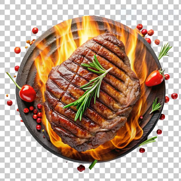 PSD grilled steak on transparent background