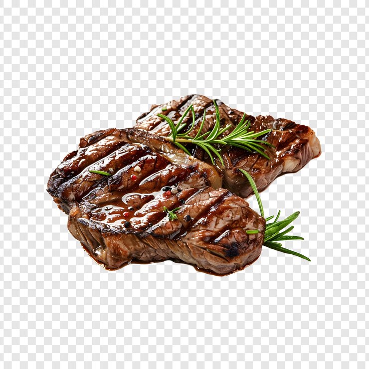PSD grilled steaks with transparent background