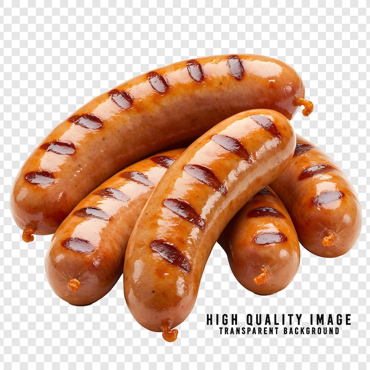 PSD grillowane kiełbaski na przezroczystym tle