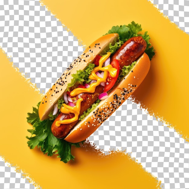 Grillowany Hot Dog Z Przyprawami, Warzywa Na Przezroczystym Tle