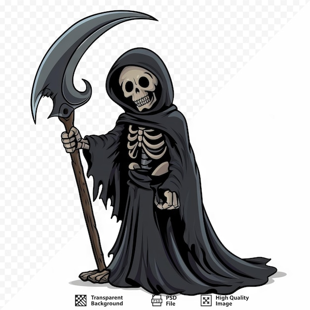 PSD disegno cartoon di grim reaper isolato