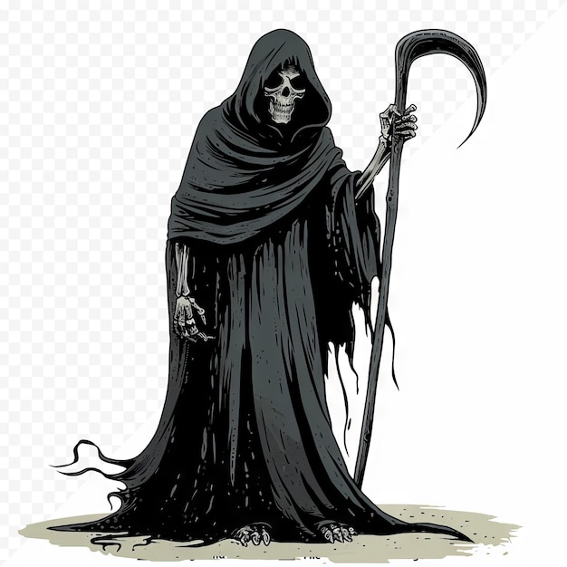 PSD grim reaper cartoon tekening geïsoleerd