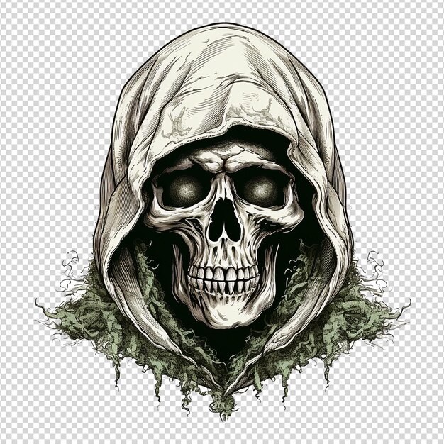 PSD grim reaper face shot isolated on transparent background png