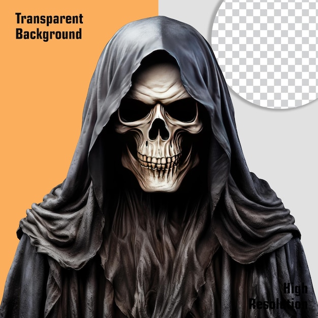 PSD 투명한 배경에 grim reaper 얼굴  png