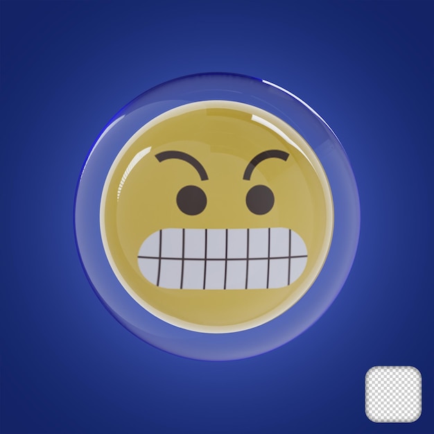 PSD grimacing face with bubble 3d illustration