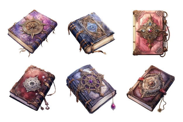 Grimoire Collection Bundle Set Izolowany na przezroczystym tle