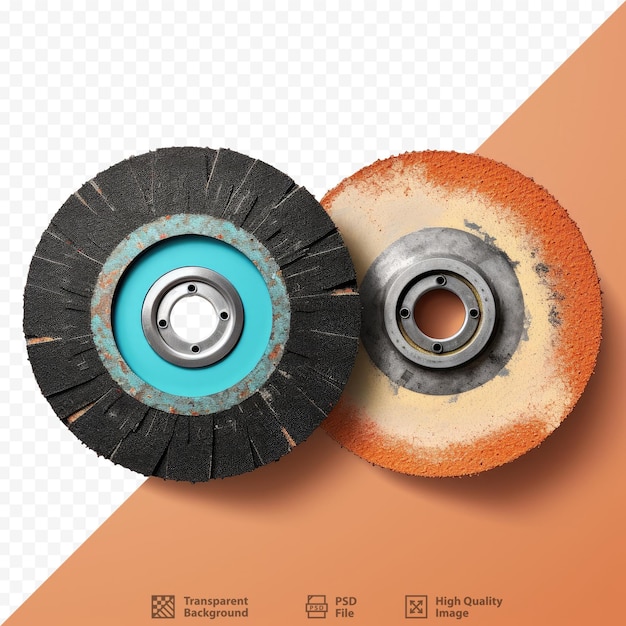 PSD grinder discs for paint rust and oxidation removal isolated on transparent background top view