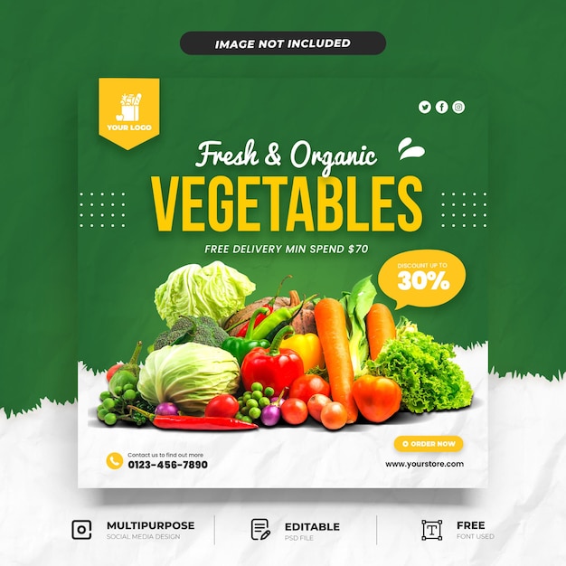 Groceries sale social media post banner template