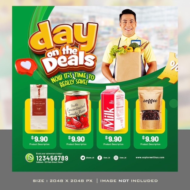 grocery discount sale ads promotion poster banner templates