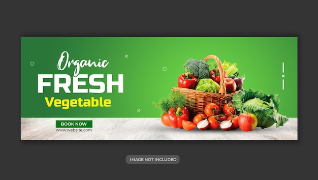 Copertina facebook promozionale o modello di banner web per la vendita di verdure alimentari di generi alimentari