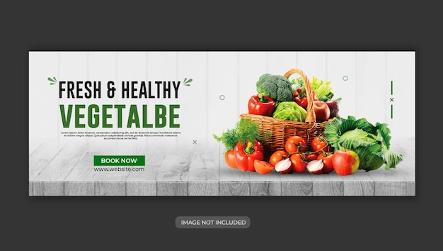 Copertina facebook promozionale o modello di banner web per la vendita di verdure alimentari di generi alimentari