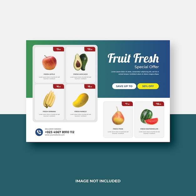 PSD grocery product flyer template design