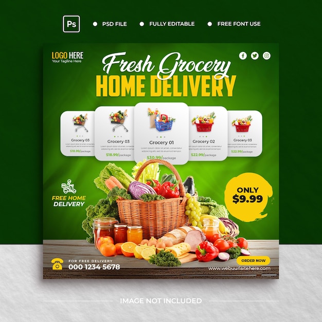 PSD grocery sale social media post template