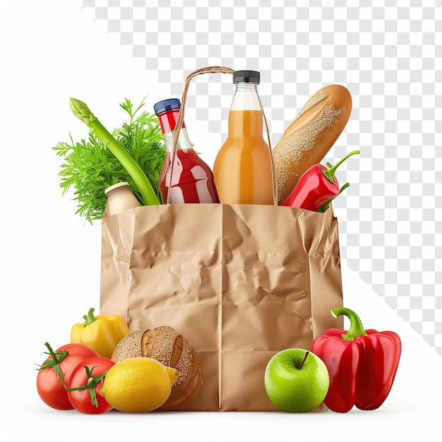 PSD banner di un negozio di alimentari con una borsa fotorealista eco-friendly