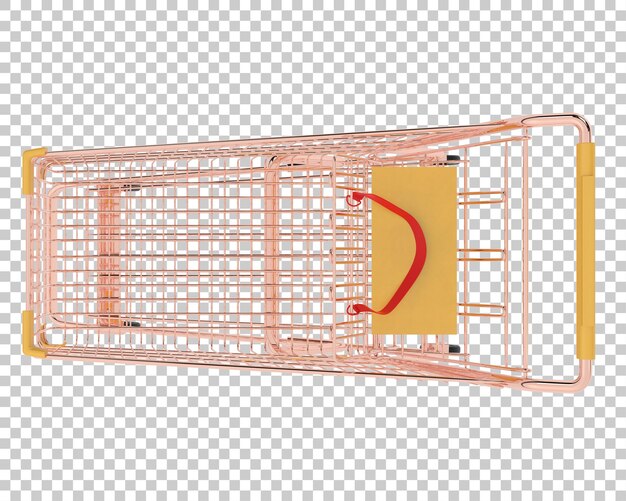 透明な背景の3dレンダリングイラストの食料品トロリー