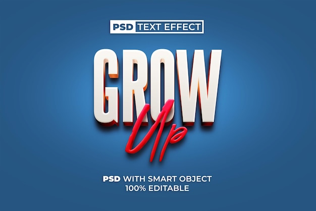 PSD groei 3d tekst effect stijl bewerkbare tekst effect