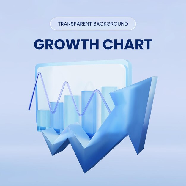 PSD groei grafiek 3d rendering illustratie