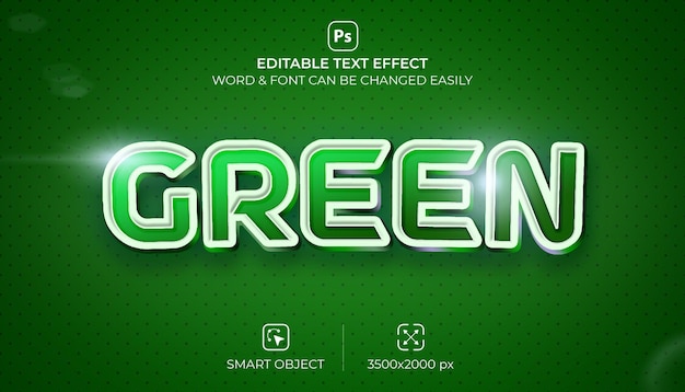 Groen 3d bewerkbaar teksteffect Premium Psd met achtergrond