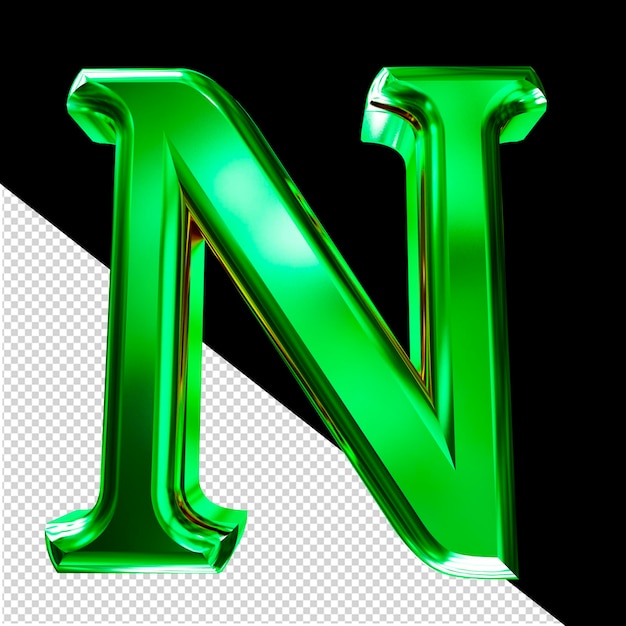 PSD groen 3d-symbool met bevelletter n