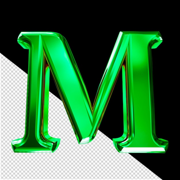PSD groen 3d-symbool met schuine letter m