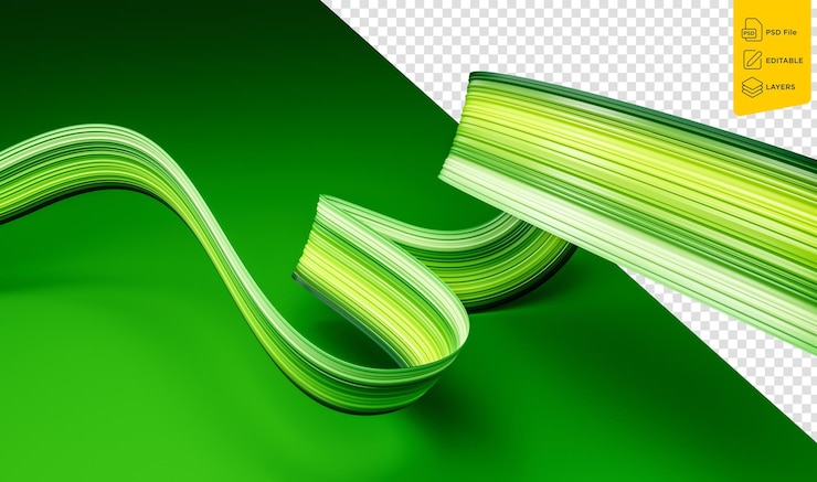 PSD groen abstracte lint geïsoleerde achtergrond 3d-illustratie