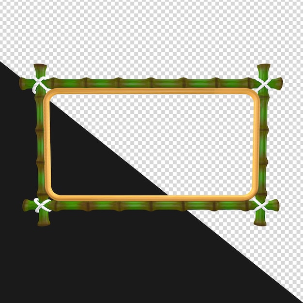 PSD groen bamboebord met geel rechthoekig 3d-detail voor 3d-composities