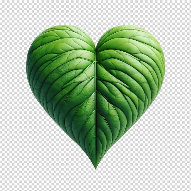 PSD groen bladvormig hart met een hart op een doorzichtige achtergrond