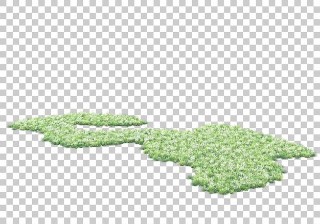 Groen gazon op transparante achtergrond 3d-rendering illustratie