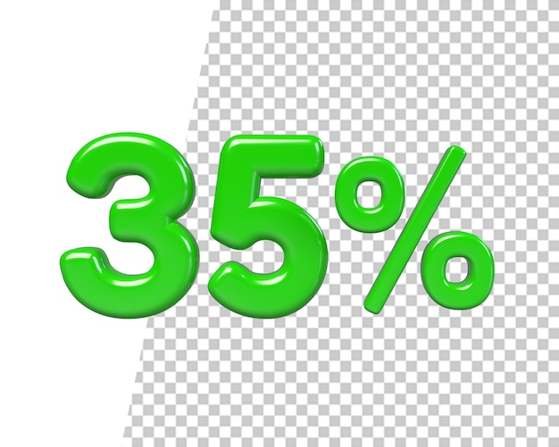 Groen icoon van 30 procent korting vijfendertig procent op een transparante achtergrond