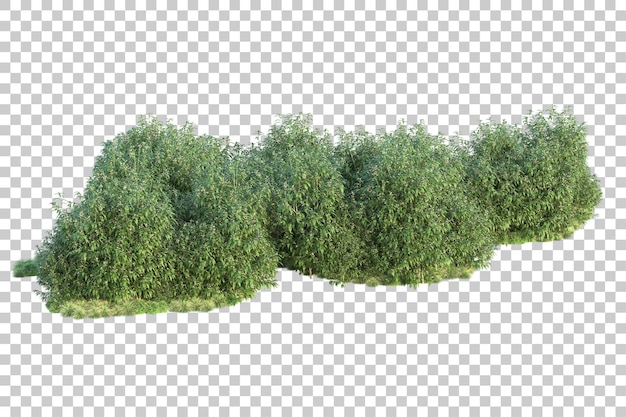 Groen landschap geïsoleerd op doorzichtige achtergrond 3D-rendering illustratie
