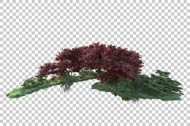 PSD groen landschap geïsoleerd op doorzichtige achtergrond 3d-rendering illustratie