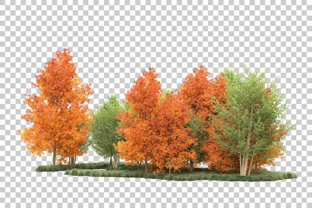 Groen landschap geïsoleerd op transparante achtergrond 3d rendering illustratie