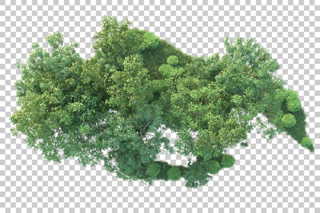 Groen landschap geïsoleerd op transparante achtergrond 3d rendering illustratie