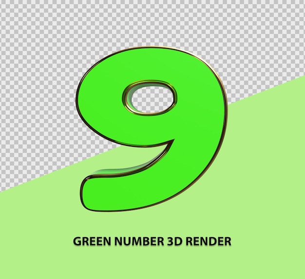 PSD groen nummer 3d render