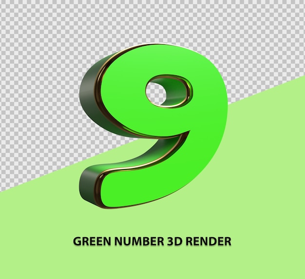 PSD groen nummer 3d render