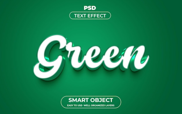Groene 3d bewerkbare teksteffectstijl premium psd-sjabloon met achtergrond