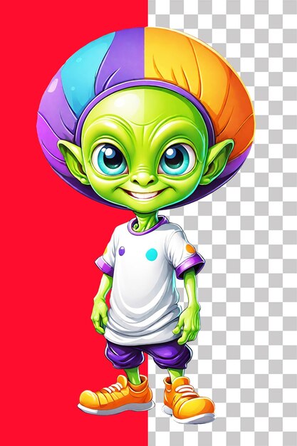 PSD groene alien cartoon stijl ontwerp illustratie op een transparante achtergrond