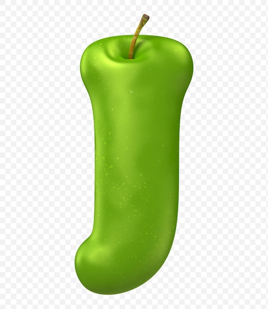 Groene appel alfabet letter j geïsoleerd