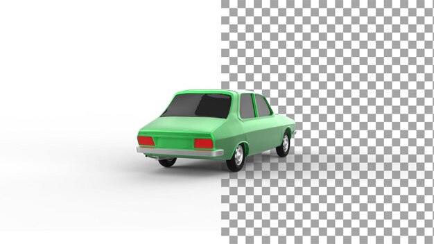 Groene auto achteraanzicht met schaduw 3d render