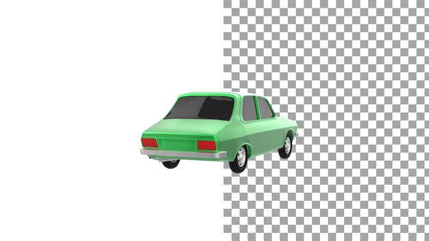 Groene auto achteraanzicht zonder schaduw 3d render