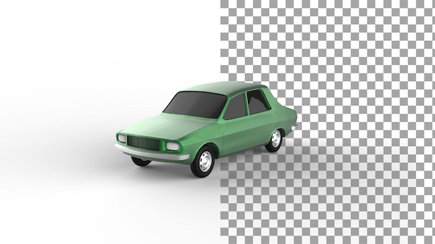 Groene auto hoekmening met schaduw 3d render
