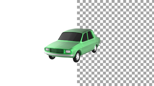 Groene auto hoekmening zonder schaduw 3d render