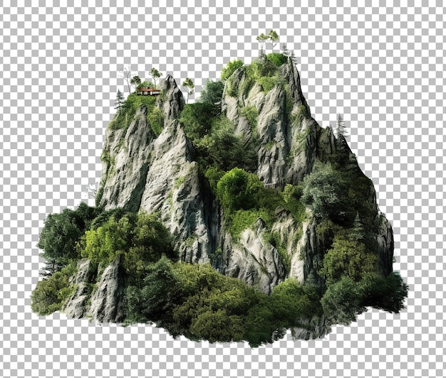 Groene bergen geïsoleerd op witte achtergrond Bosbergen 3d illustratie berg met bomen.