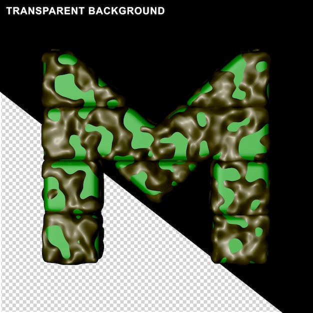 Groene camouflage. 3d hoofdletter m