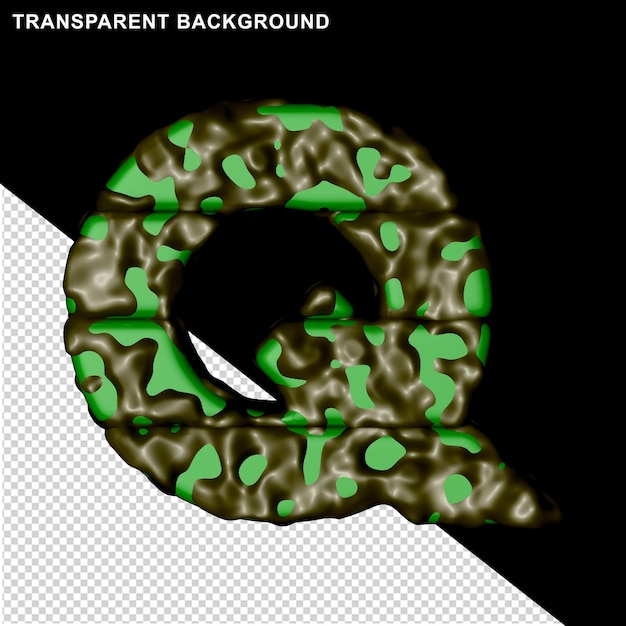 Groene camouflage. 3D-hoofdletter q