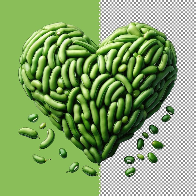 PSD groene erwten liefde in een hartvormige png
