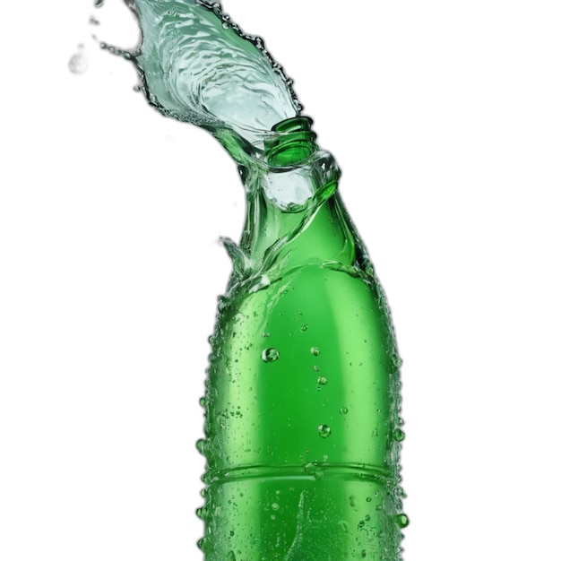 PSD groene fles splash psd op een witte achtergrond