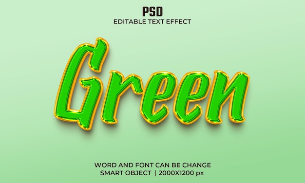 Groene kleur 3d bewerkbaar teksteffect Premium Psd met achtergrond