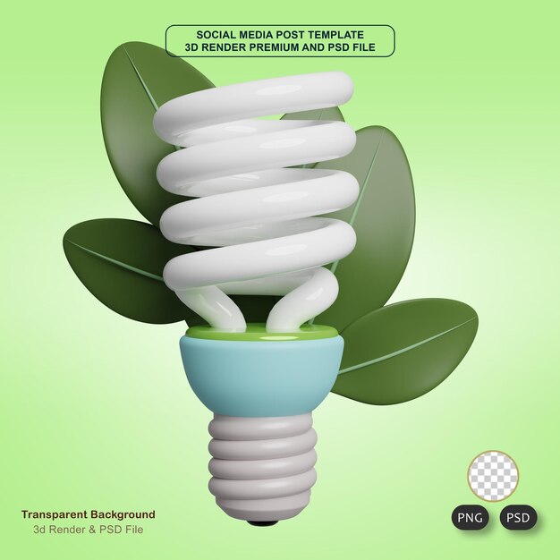 PSD groene lampenergie 3d realistisch renderen