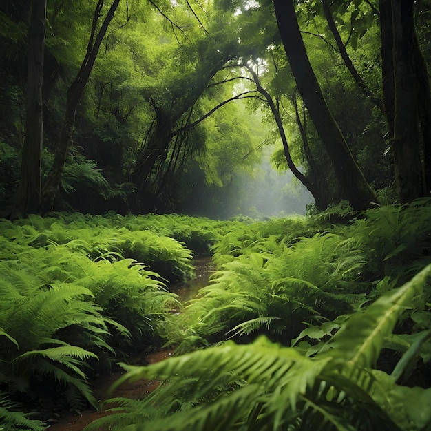 PSD groene landschappen met ochtendzonneschijn